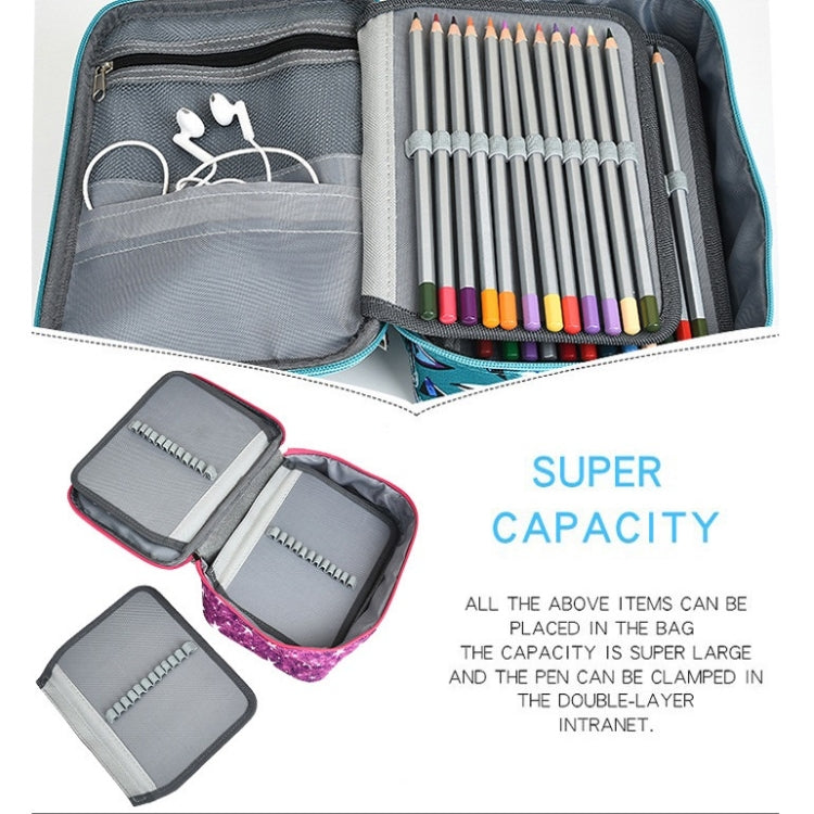 Large-Capacity Frosted Pencil Case Zipper Pencil Case(Green Geometry)