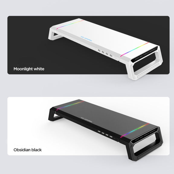 ICE COOREL T1 Monitor Increased Rack Foldable Laptop Stand With RGB Lighting & 4xUSB2.0 Expansion Interface(Obsidian Black)