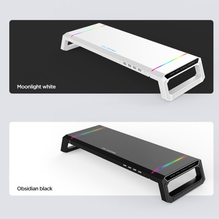 ICE COOREL T1 Monitor Increased Rack Foldable Laptop Stand With RGB Lighting & 4xUSB2.0 Expansion Interface(Obsidian Black)