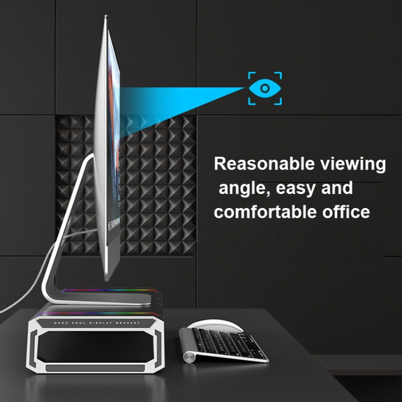 ICE COOREL T1 Monitor Increased Rack Foldable Laptop Stand With RGB Lighting & 4xUSB2.0 Expansion Interface(Obsidian Black)
