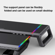 ICE COOREL T1 Monitor Increased Rack Foldable Laptop Stand With RGB Lighting & 4xUSB2.0 Expansion Interface(Obsidian Black)
