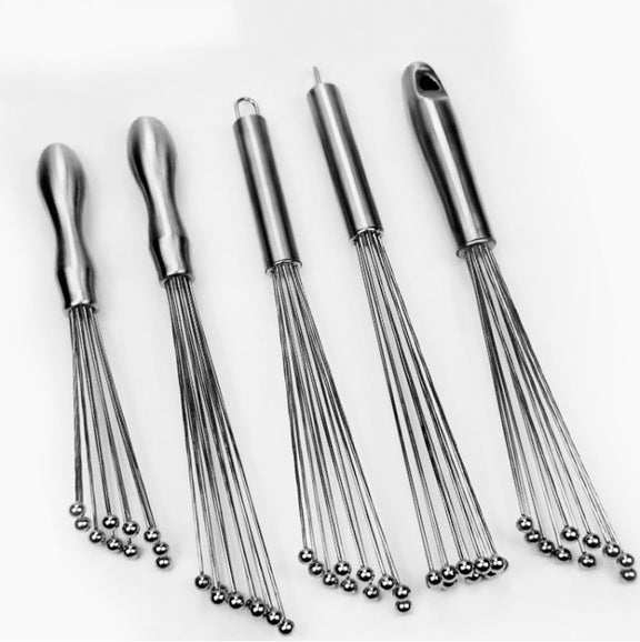 2 PCS Manual Whisk Stainless Steel Glass Bead Egg Whisk Kitchen Household Hand-Held Baking Tools Type A 12 Inch