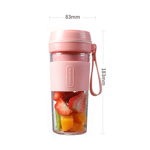 FS1300 Mini Juicer Home Portable Cooking Machine Student Juice Cup Juicer, Colour: Cherry Blossom Four  Blade