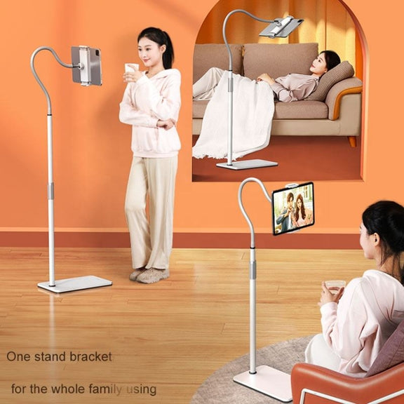 SSKY L6 Bedside Sofa Live Landing Phone Tablet Computer Bracket, Style: Base Heavy Telescopic Version (White)