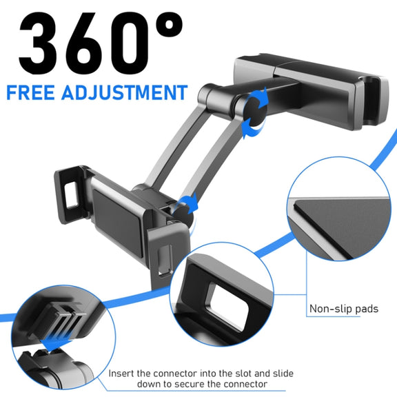 Pb-48 Car Post-Row Back Pillow Mobile Phone Holder Back Seat Flat Telescopic Bracket(Black)