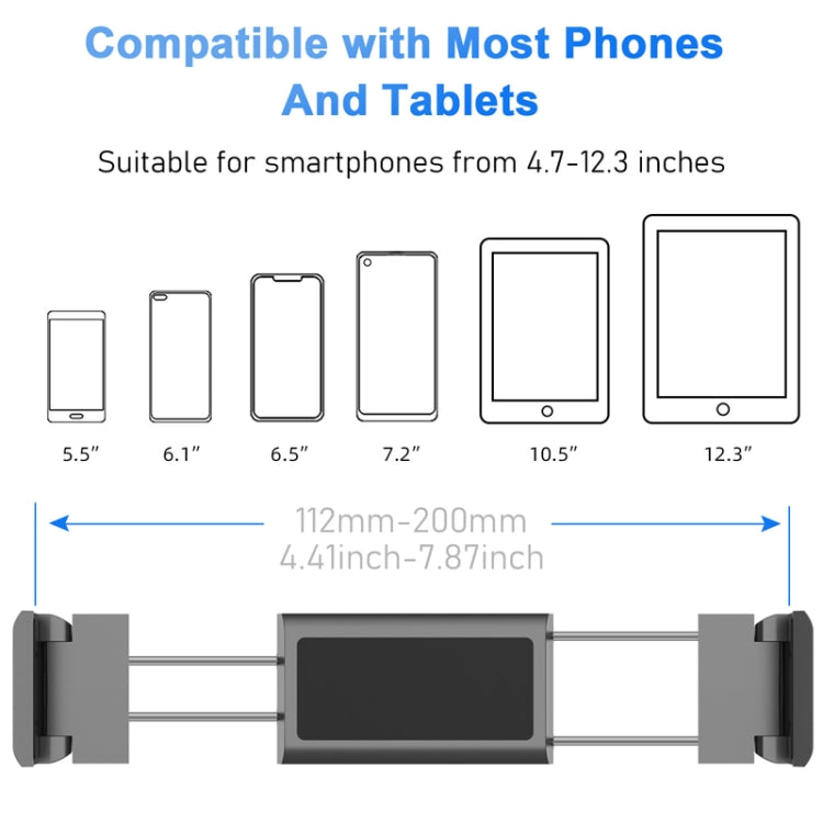 Pb-48 Car Post-Row Back Pillow Mobile Phone Holder Back Seat Flat Telescopic Bracket(Black)