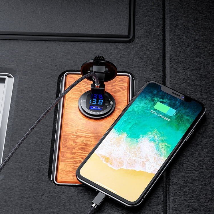 Aluminum Alloy Double QC3.0 Fast Charge With Button Switch Car USB Charger Water-resistant Car Charger Specification: Red Shell Red Light With Terminal