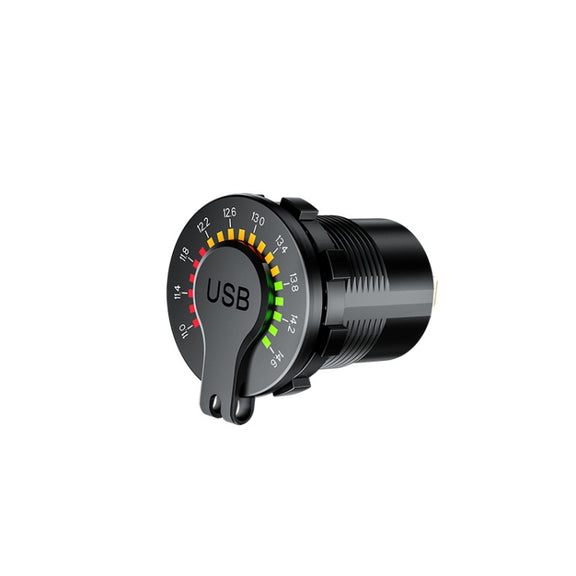 Car Motorcycle Ship Modified With Colorful Screen Display USB Dual QC3.0 Fast Charge Car Charger, Model: P20-B With Terminal