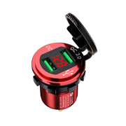 Car Motorcycle Modified USB Charger QC3.0 Metal Water-resistant Fast Charge(Red Shell Red Light)