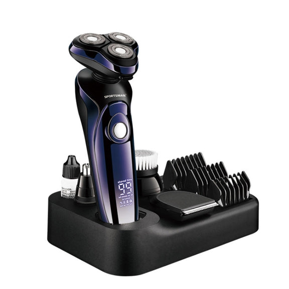 Sportsman SM-530 Electric Men Shaving Knife Multi-Function Base Charging Digital Water Washing Razor, Specification: US Plug(Purple)