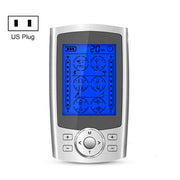 24-Mode Digital Electronic Pulse Massager Intelligent Whole Body Physical Therapy Meridian Massager, Specification: US Plug( Silver)