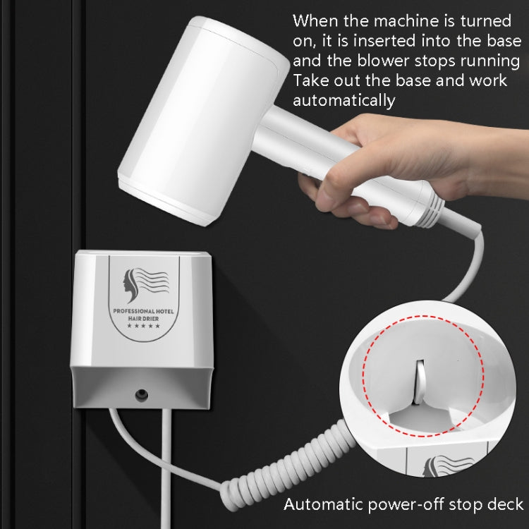 Hotel Hair Dryer Wall Mount High Power Hair Dryer Household Hair Cylinder Dryer, CN Plug(Hotel Hairdryer White)