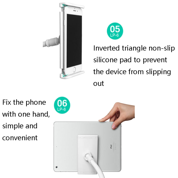 LP-6 Tablet Mobile Phone Lazy Bracket Detachable Bed Bracket, Style: Two-stage (Cute Pink)