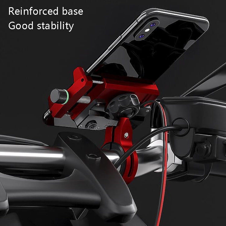 Kewig M6 Aluminum Alloy Motorcycle Mobile Phone Bracket Rechargeable With Switch Water-resistant Stable Navigation Bracket(Red)