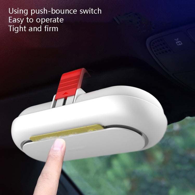 Car Glasses Case Multi-Function Automobile Inner Visor Storage Card(White)