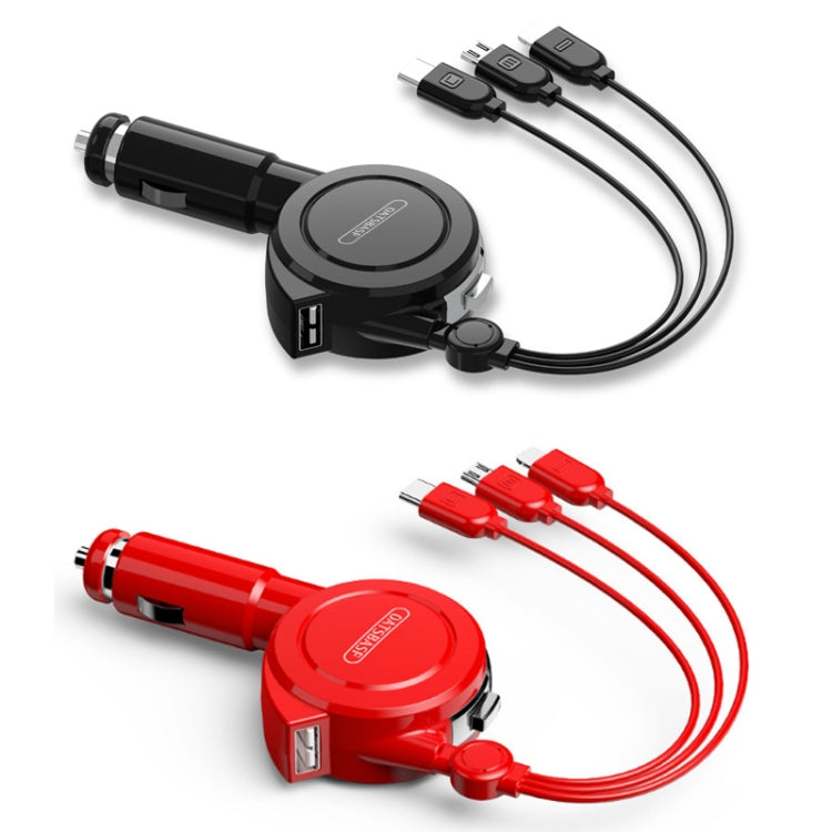 Oatsbasf 3 in 1 Multifunctional Car Charger Data Cable, Colour: 1M（Red）