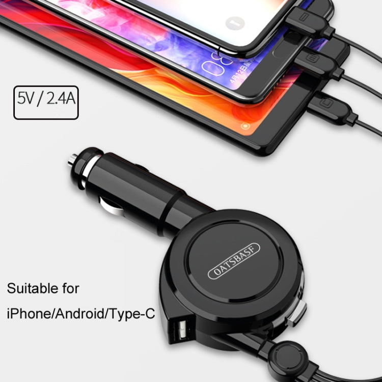 Oatsbasf 3 in 1 Multifunctional Car Charger Data Cable, Colour: 1M（Red）