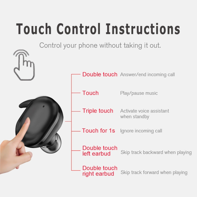Y30 Wireless Bluetooth Headset 5.0 In-Ear Mini Earphone, Colour: Black