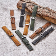 Quick Release Watch Band Crazy Horse Leather Retro Watch Band For Samsung Huawei,Size: 20mm  (Dark Brown Black Buckle)
