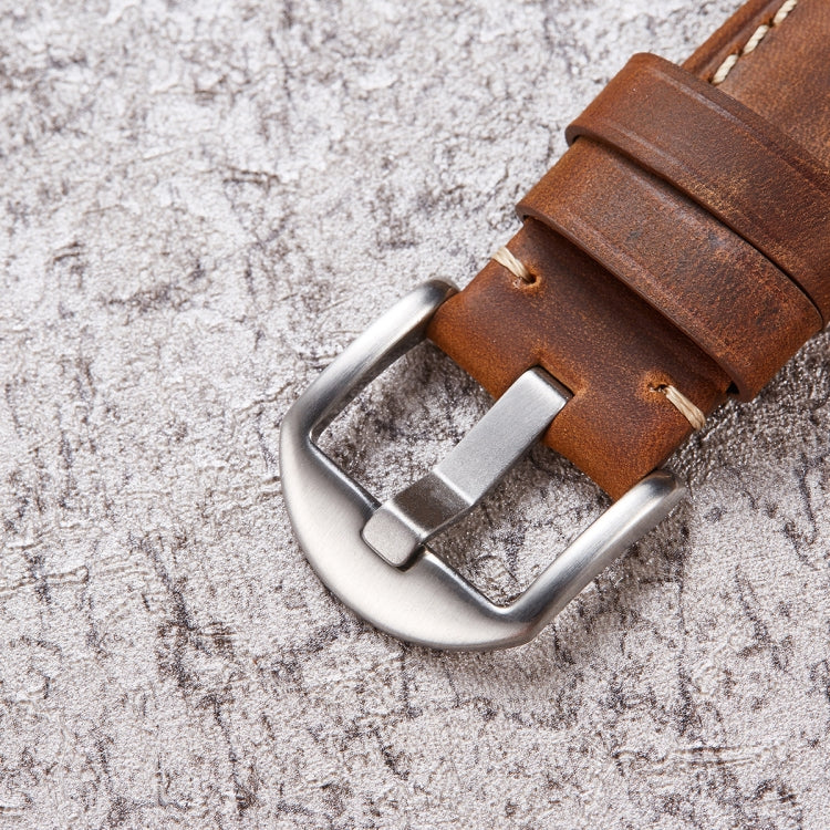 Quick Release Watch Band Crazy Horse Leather Retro Watch Band For Samsung Huawei,Size: 20mm  (Dark Brown Black Buckle)