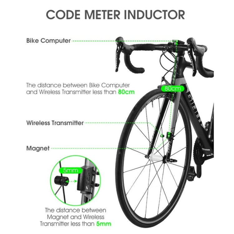 WEST BIKING Mountain Road Bike Five Language Code Table USB Riding Wireless Code Table Speedometer(Black)