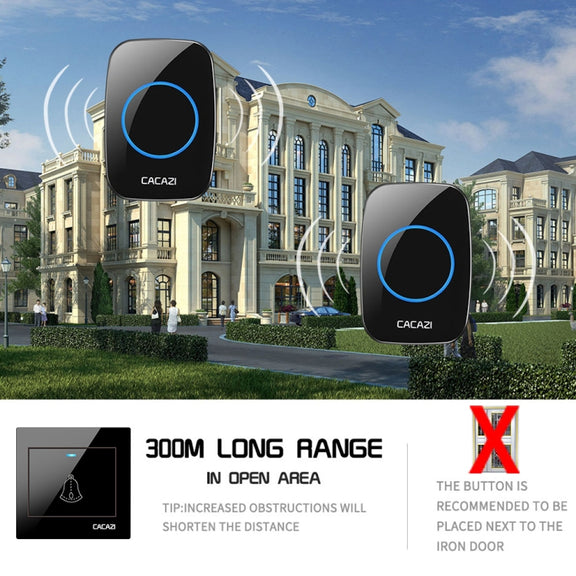 CACAZI H10 1 For 1 Wireless Smart Doorbell without Battery, Plug:US Plug(White)