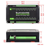 Waveshare 24921 Modbus RTU 16-Ch Relay Module, RS485 Interface, With Multiple Isolation Protection Circuits