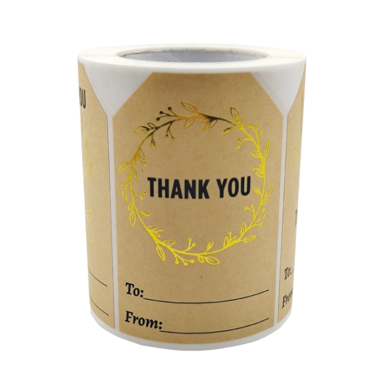 Kraft Paper Thank You Hot Stamping Sticker Gift Wrapping Decoration Label, Size: 50x75mm(K-74)