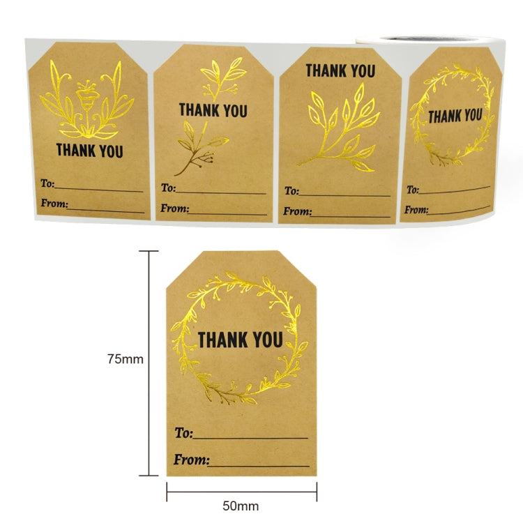 Kraft Paper Thank You Hot Stamping Sticker Gift Wrapping Decoration Label, Size: 50x75mm(K-74)
