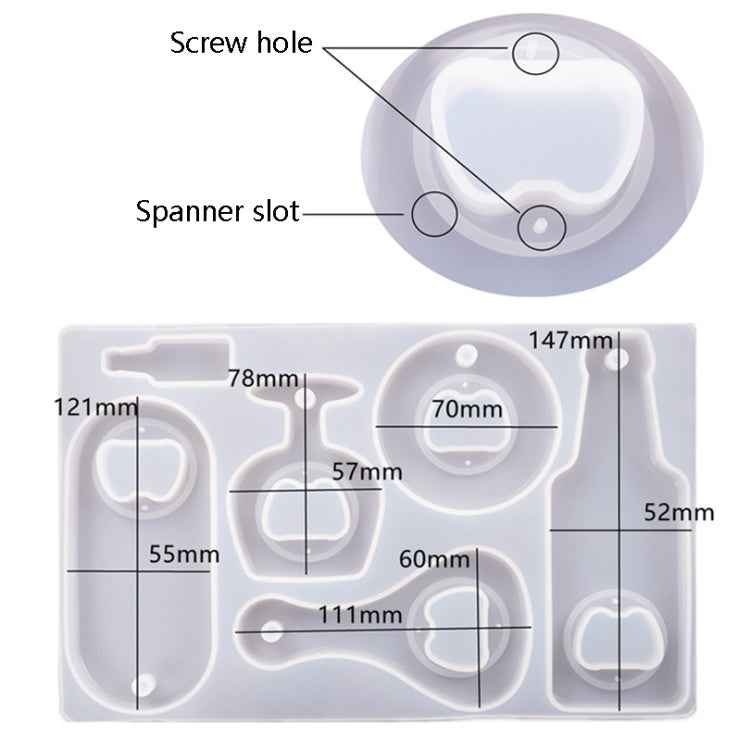 DIY Crystal Resin Drip Beer Wrench Mold Opener Silicone Mold, Specification: Set