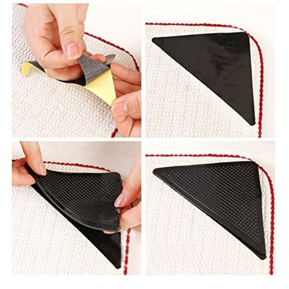 4 PCS/Set Recyclable Anti-Slip Washable Rug Carpet Mat for Home Bath Living Room(Black)