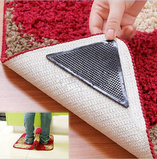 4 PCS/Set Recyclable Anti-Slip Washable Rug Carpet Mat for Home Bath Living Room(Black)