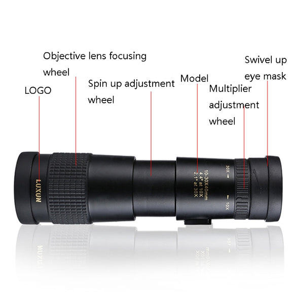 LUXUN 10-30x40 Single-Cylinder HD High-Power Telescope Mobile Phone Mini Telescope(Telescope Set)