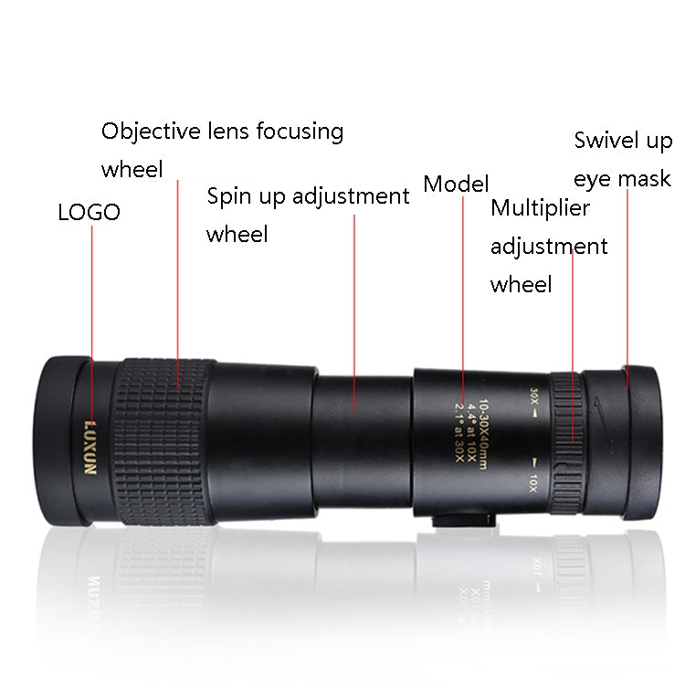 LUXUN 10-30x40 Single-Cylinder HD High-Power Telescope Mobile Phone Mini Telescope(Telescope Set)