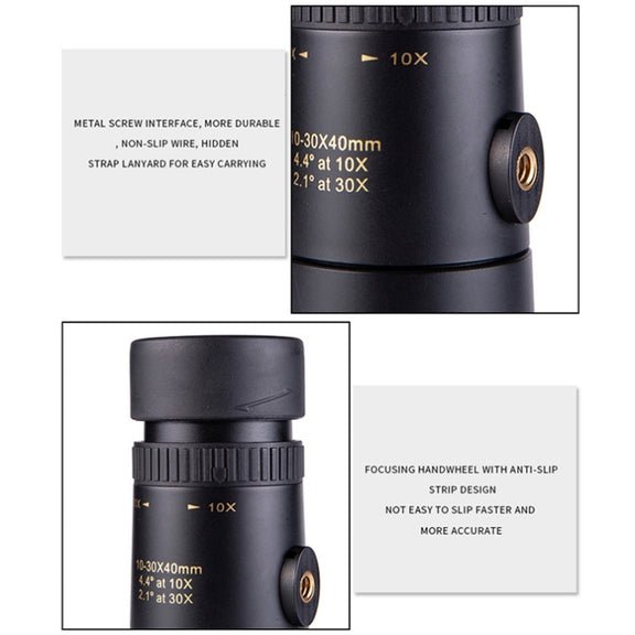 LUXUN 10-30x40 Single-Cylinder HD High-Power Telescope Mobile Phone Mini Telescope(Telescope Set)