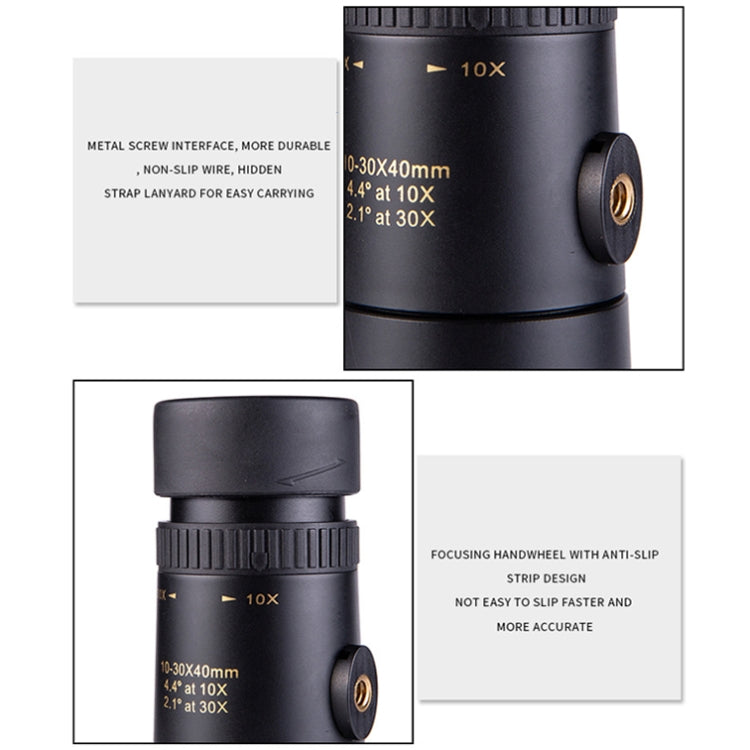 LUXUN 10-30x40 Single-Cylinder HD High-Power Telescope Mobile Phone Mini Telescope(Telescope Set)