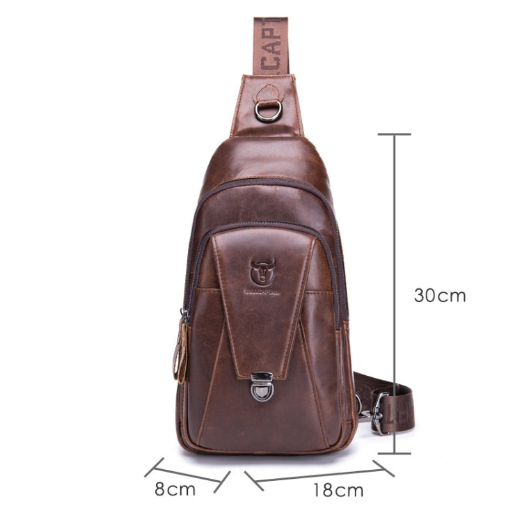 BULL CAPTAIN 110 Men Leather Shoulder Bag Cowhide Leather Multi-Function Chest Bag(Black)