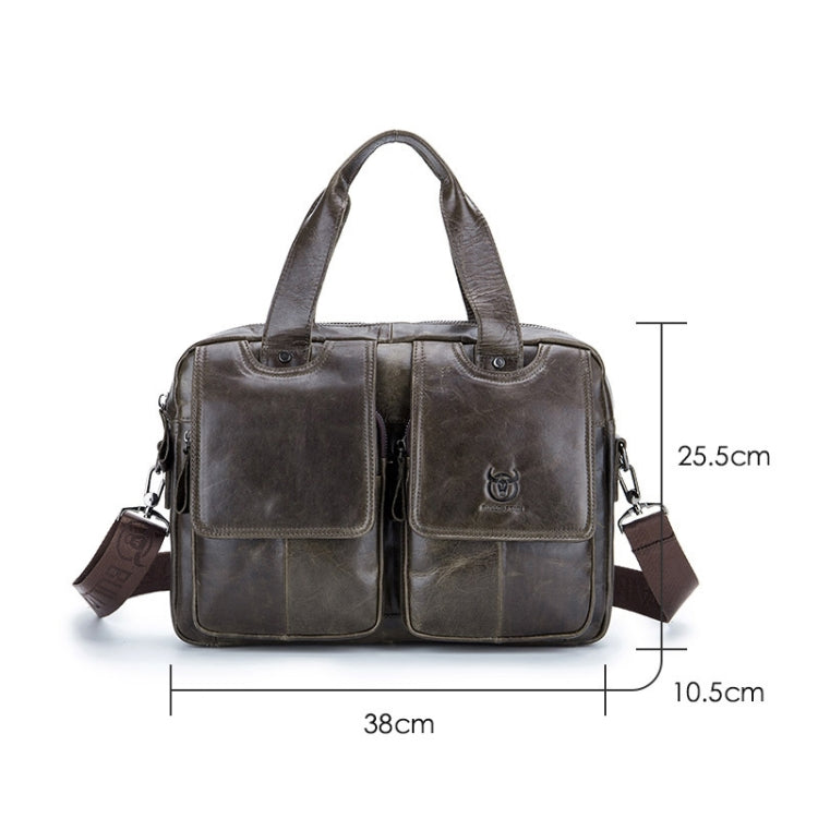 BULL CAPTAIN 042 Men Leather Single-shoulder Messenger Bag Cowhide Handheld Briefcase(Yellow Brown)