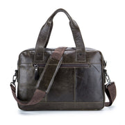 BULL CAPTAIN 042 Men Leather Single-shoulder Messenger Bag Cowhide Handheld Briefcase(Yellow Brown)