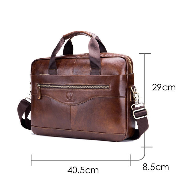 BULL CAPTAIN 044 14 Inch Handheld Computer Briefcase Men Leather Messenger Bag(Brown)