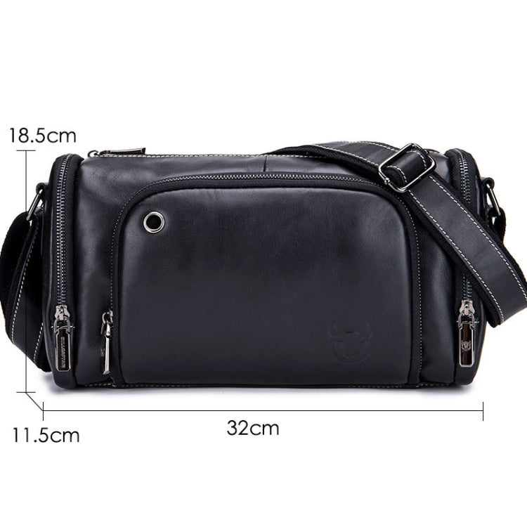 BULL CAPTAIN HKDJB--001 Cowhide Messenger Bag Sports Men Single-shoulder Bag, Colour: Dark Brown