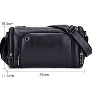 BULL CAPTAIN HKDJB--001 Cowhide Messenger Bag Sports Men Single-shoulder Bag, Colour: Dark Brown