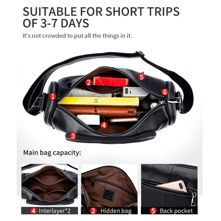 BULL CAPTAIN HKDJB--001 Cowhide Messenger Bag Sports Men Single-shoulder Bag, Colour: Dark Brown