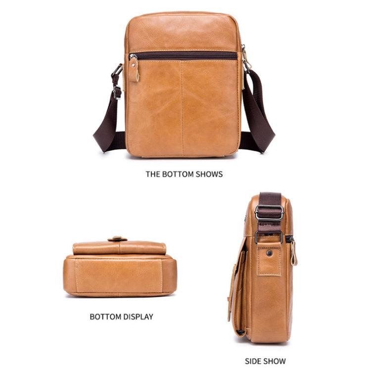 BULL CAPTAIN 053 Men Messenger Bag Cowhide Large Capacity Briefcase, Specification���Large (Dark Brown)