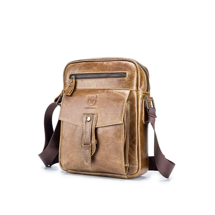 BULL CAPTAIN 053 Men Messenger Bag Cowhide Large Capacity Briefcase, Specification���Small (Dark Brown)