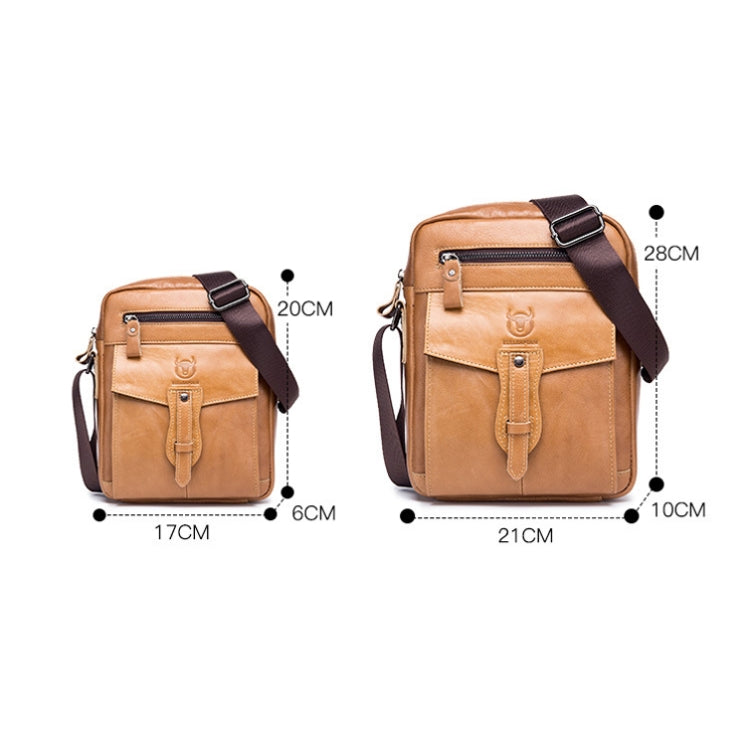 BULL CAPTAIN 053 Men Messenger Bag Cowhide Large Capacity Briefcase, Specification���Small (Dark Brown)