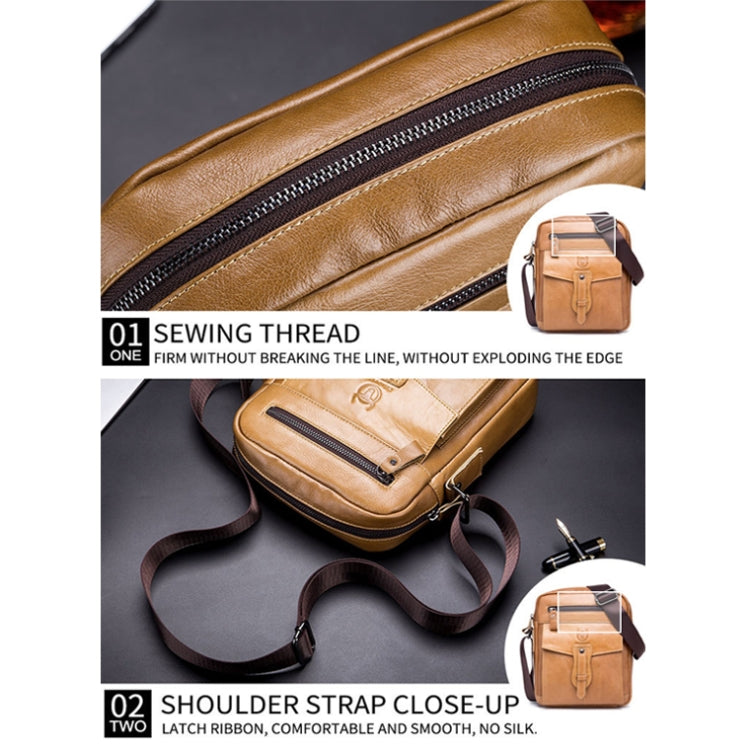 BULL CAPTAIN 053 Men Messenger Bag Cowhide Large Capacity Briefcase, Specification���Small (Dark Brown)