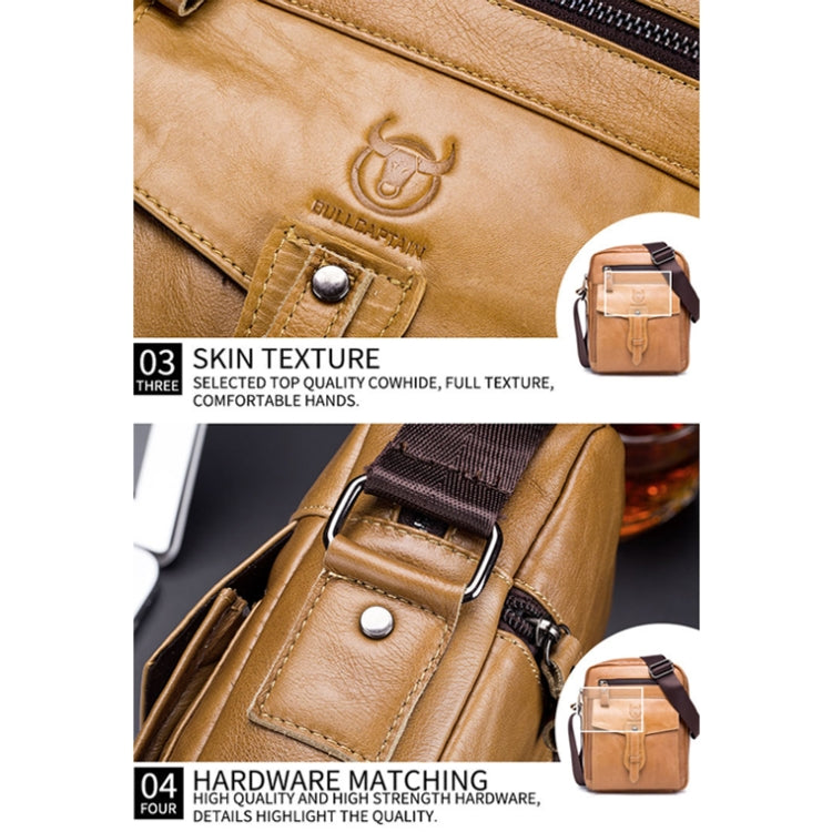 BULL CAPTAIN 053 Men Messenger Bag Cowhide Large Capacity Briefcase, Specification���Small (Dark Brown)