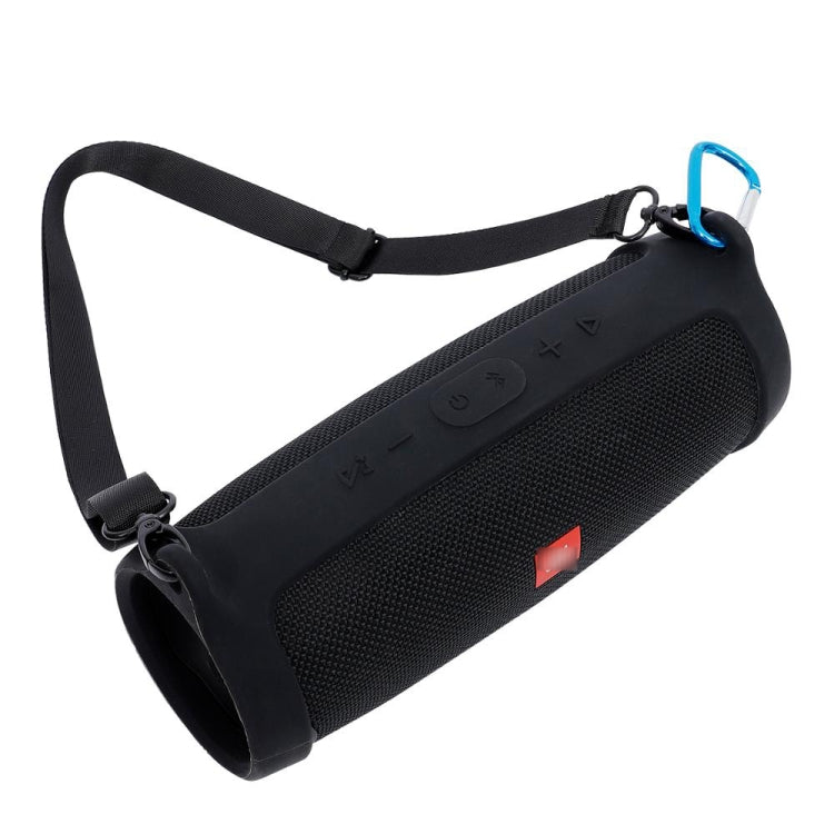 For JBL Charge 4 Bluetooth Speaker Portable Silicone Protective Cover with Shoulder Strap & Carabiner(Red)