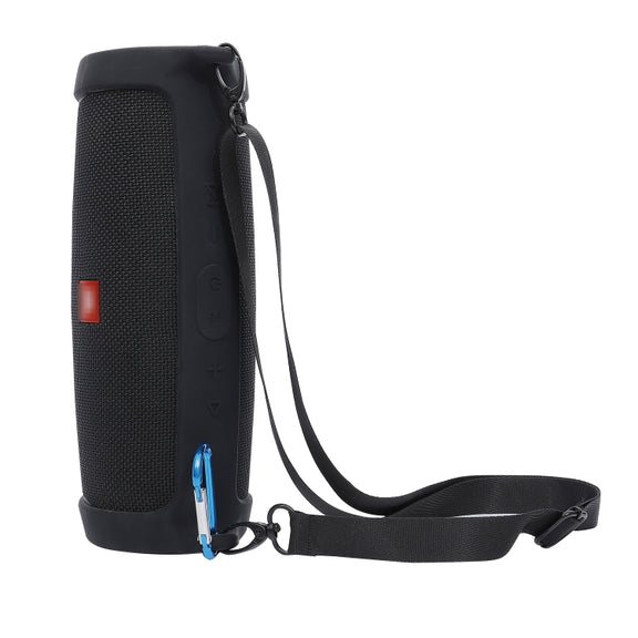 For JBL Charge 4 Bluetooth Speaker Portable Silicone Protective Cover with Shoulder Strap & Carabiner(Red)